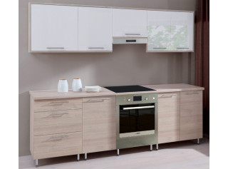 COSTA MDF biely lesk/dub sonoma 180/240, akciový kuchynský komplet