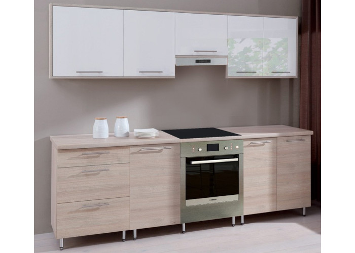 COSTA MDF biely lesk/dub sonoma 180/240, akciový kuchynský komplet COSTA MDF biely lesk/dub sonoma 180/240, akciový kuchynský komplet