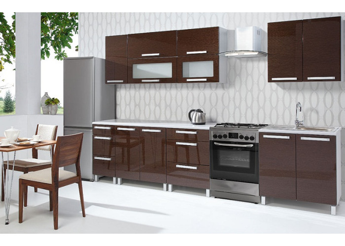 MAGIA MDF 260 cm kuchynský komplet, wenge LESK