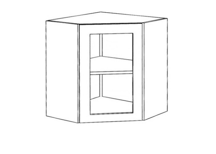 ANGEL WR60W, horná rohová skrinka so sklom v šírke 60x60 cm