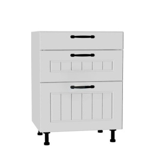 AMBROSIA biela DSS60/3, kuchynská šuflíková skrinka v šírke 60 cm
