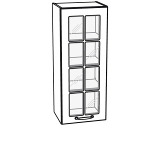 BIANCA biela WW40.1/100, horná skrinka so sklom v šírke 40 cm a výške 100 cm