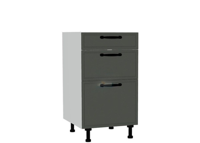BIANCA tmavosivá DSS45/3, kuchynská šuflíková skrinka v šírke 45 cm