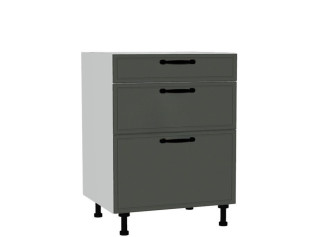 BIANCA tmavosivá DSS60/3, kuchynská šuflíková skrinka v šírke 60 cm