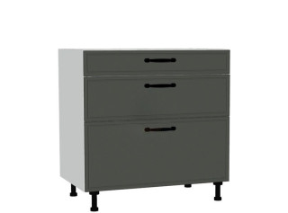 BIANCA tmavosivá DSS80/3, kuchynská šuflíková skrinka v šírke 80 cm