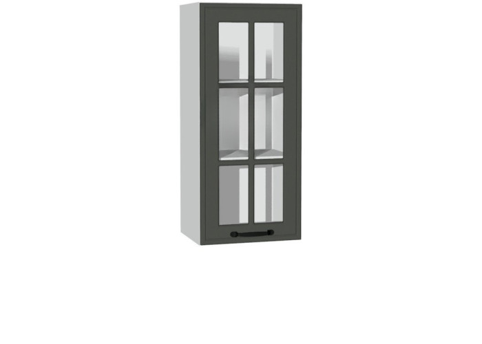 BIANCA tmavosivá WW40.1, horná kuchynská skrinka so sklom v šírke 40 cm a výške 71 cm