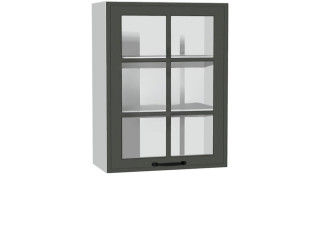 BIANCA tmavosivá WW60.1, horná kuchynská skrinka so sklom v šírke 60 cm a výške 71 cm