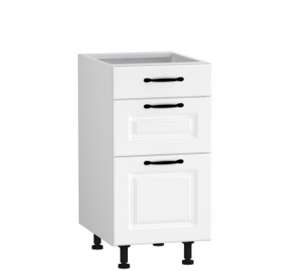 CARMEN biela DSS40/3, kuchynská šuflíková skrinka v šírke 40 cm