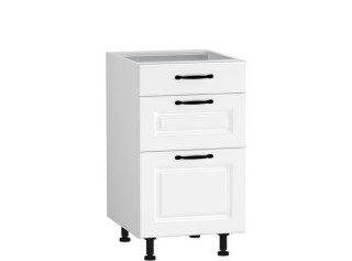 CARMEN biela DSS45/3, kuchynská šuflíková skrinka v šírke 45 cm