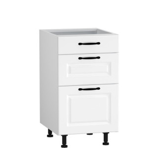 CARMEN biela DSS45/3, kuchynská šuflíková skrinka v šírke 45 cm