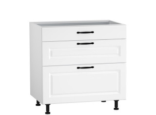 CARMEN biela DSS80/3, kuchynská šuflíková skrinka v šírke 80 cm