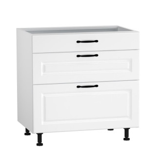 CARMEN biela DSS80/3, kuchynská šuflíková skrinka v šírke 80 cm