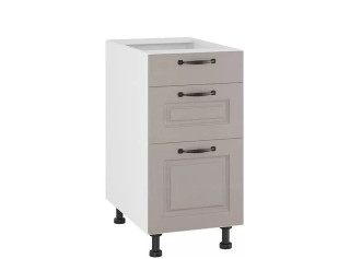 CARMEN sivá DSS40/3, kuchynská šuflíková skrinka v šírke 40 cm