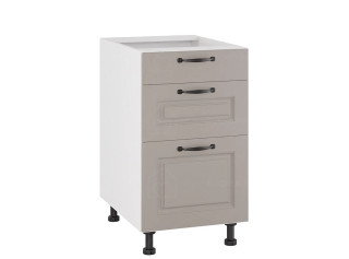 CARMEN sivá DSS45/3, kuchynská šuflíková skrinka v šírke 45 cm