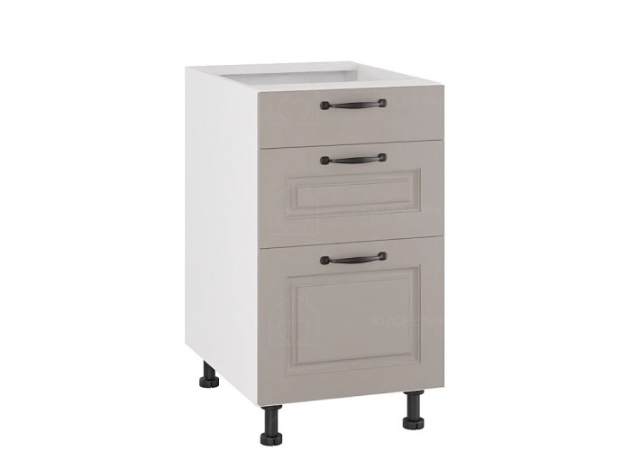 CARMEN sivá DSS45/3, kuchynská šuflíková skrinka v šírke 45 cm