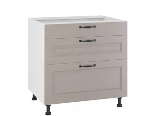 CARMEN sivá DSS80/3, kuchynská šuflíková skrinka v šírke 80 cm