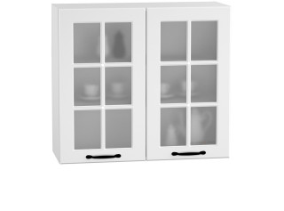 CARMEN biela WW80/71, horná kuchynská skrinka so sklom v šírke 80 cm a výške 71 cm