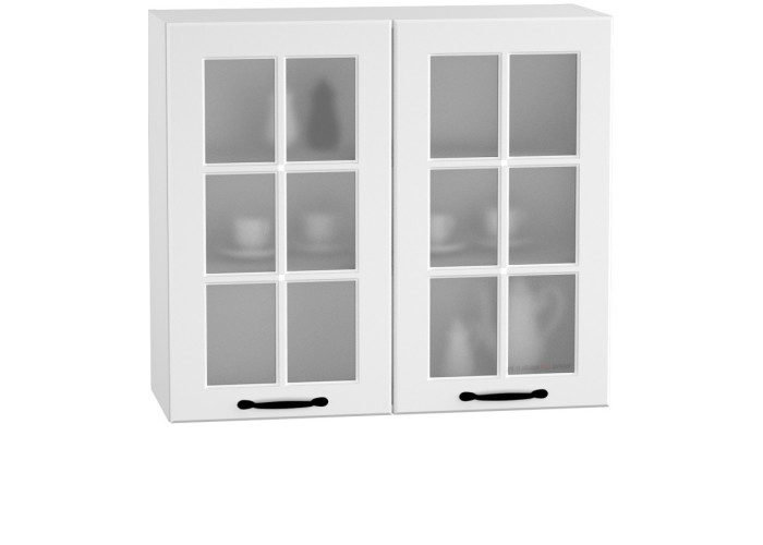 CARMEN biela WW80/71, horná kuchynská skrinka so sklom v šírke 80 cm a výške 71 cm