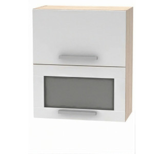 NOVA PLUS NOPL-009-VH dub sonoma/biela, horná výklopná skrinka so sklom v šírke 60 cm