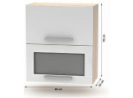 NOVA PLUS NOPL-009-VH dub sonoma/biela, horná výklopná skrinka so sklom v šírke 60 cm