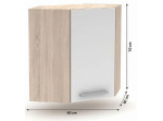 NOVA PLUS NOPL-013-RH dub sonoma/biela, horná rohová skrinka v šírke 60x60 cm NOVA PLUS NOPL-013-RH dub sonoma/biela, horná rohová skrinka v šírke 60x60 cm