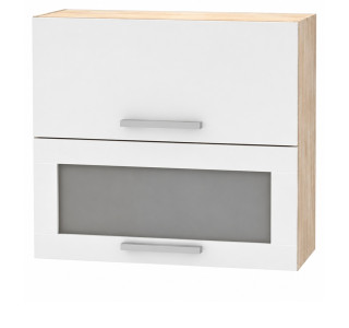 NOVA PLUS NOPL-016-VH dub sonoma/biela, horná výklopná skrinka so sklom v šírke 80 cm