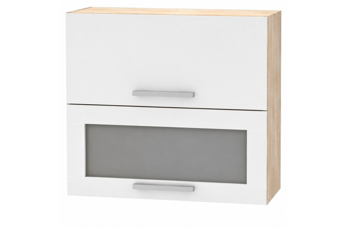 NOVA PLUS NOPL-016-VH dub sonoma/biela, horná výklopná skrinka so sklom v šírke 80 cm NOVA PLUS NOPL-016-VH dub sonoma/biela, horná výklopná skrinka so sklom v šírke 80 cm