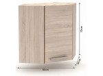 NOVA PLUS NOPL-013-RH dub sonoma, horná rohová skrinka v šírke 60x60 cm