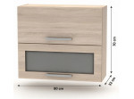 NOVA PLUS NOPL-016-VH dub sonoma, horná výklopná skrinka so sklom v šírke 80 cm