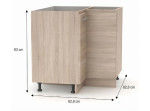 NOVA PLUS NOPL-061-RS dub sonoma, dolná rohová skrinka v šírke 90x90 cm