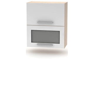 NOVA PLUS NOPL-009-VH dub sonoma/biela, horná výklopná skrinka so sklom v šírke 60 cm