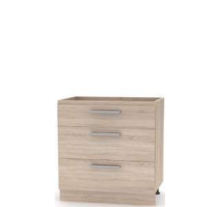 NOVA PLUS NOPL-064-0S dub sonoma, dolná 3-zásuvková skrinka v šírke 80 cm