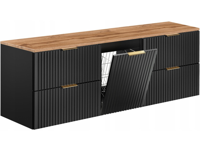 ADEL čierna 82-160-60-40-60-DW skrinka pod umývadlo 160 cm