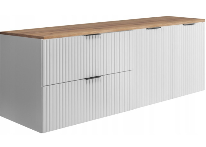 FLOW biely matný W140-80-60-DC závesná skrinka pod umývadlo 140 cm FLOW biely matný W140-80-60-DC závesná skrinka pod umývadlo 140 cm