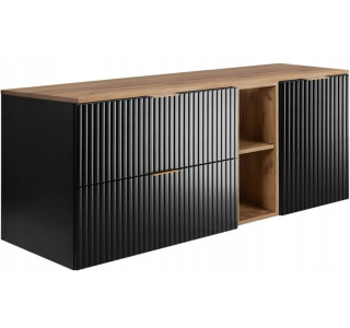 FLOW čierny matný B140-80-20-40-DC závesná skrinka pod umývadlo 140 cm