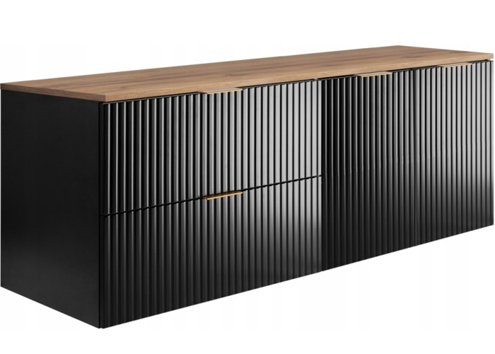 FLOW čierny matný B160-80-80-DC závesná skrinka pod umývadlo 160 cm FLOW čierny matný B160-80-80-DC závesná skrinka pod umývadlo 160 cm