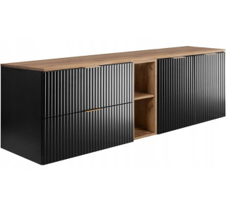 FLOW čierny matný B180-80-20-80-DC závesná skrinka pod umývadlo 180 cm