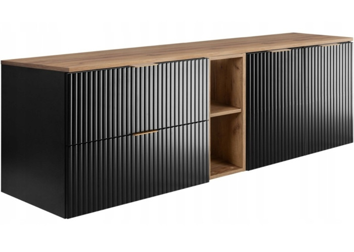 FLOW čierny matný B180-80-20-80-DC závesná skrinka pod umývadlo 180 cm FLOW čierny matný B180-80-20-80-DC závesná skrinka pod umývadlo 180 cm