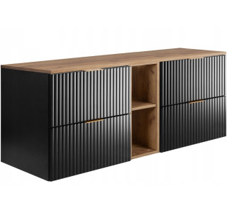 FLOW čierny matný B140DC závesná skrinka pod umývadlo 140 cm