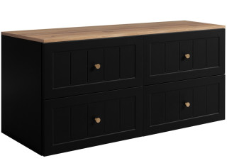 GUSTO čierny B120DC závesná skrinka pod umývadlo 120 cm