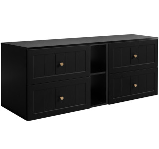 GUSTO čierny B140DB závesná skrinka pod umývadlo 140 cm