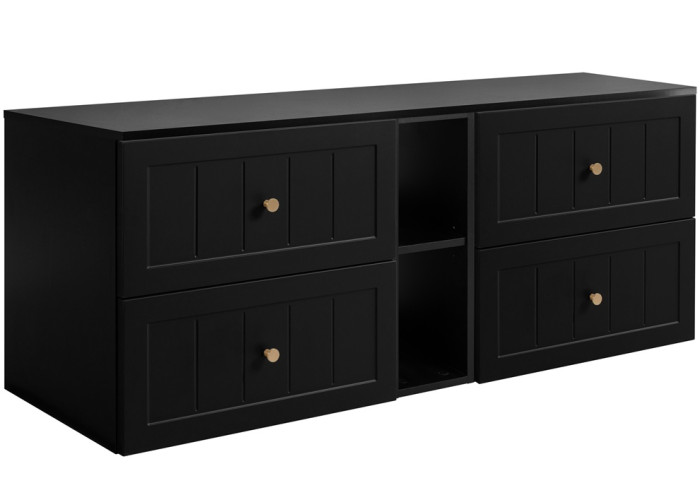 GUSTO čierny B140DB závesná skrinka pod umývadlo 140 cm