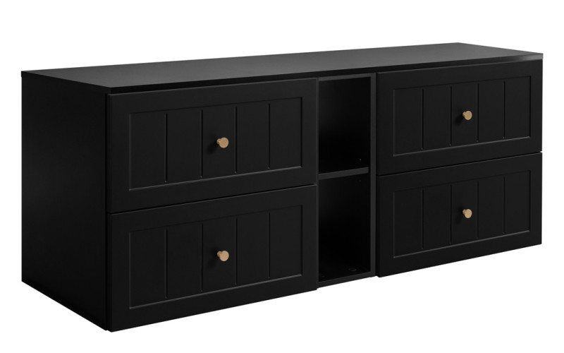 GUSTO čierny B140DB závesná skrinka pod umývadlo 140 cm GUSTO čierny B140DB závesná skrinka pod umývadlo 140 cm