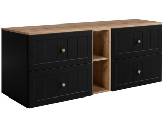 GUSTO čierny B140DC závesná skrinka pod umývadlo 140 cm