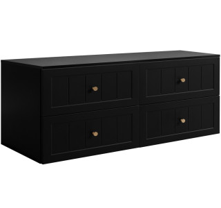 GUSTO čierny B160DB závesná skrinka pod umývadlo 160 cm