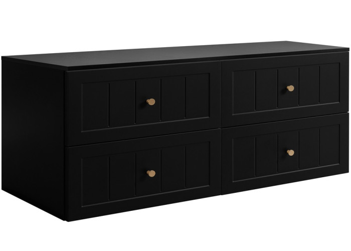 GUSTO čierny B160DB závesná skrinka pod umývadlo 160 cm