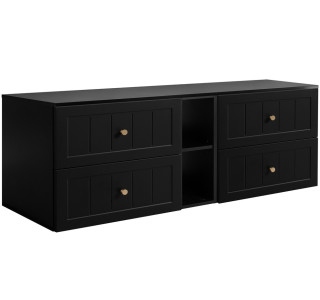 GUSTO čierny B180DB závesná skrinka pod umývadlo 180 cm