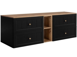 GUSTO čierny B180DC závesná skrinka pod umývadlo 180 cm