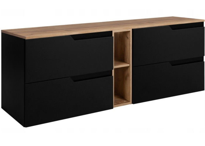 MODERN čierny B140DC závesná skrinka pod umývadlo 140 cm