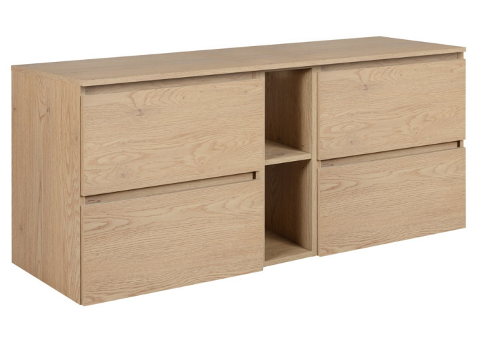 SIMPLE dub svetlý D140D závesná skrinka pod umývadlo s doskou 140 cm